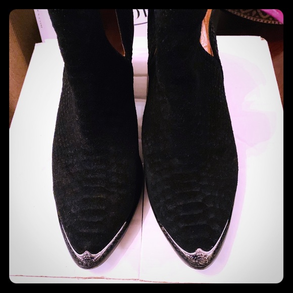 Jeffrey Campbell Shoes - Jeffrey Campbell Black Suede Metal Tip ankle boot